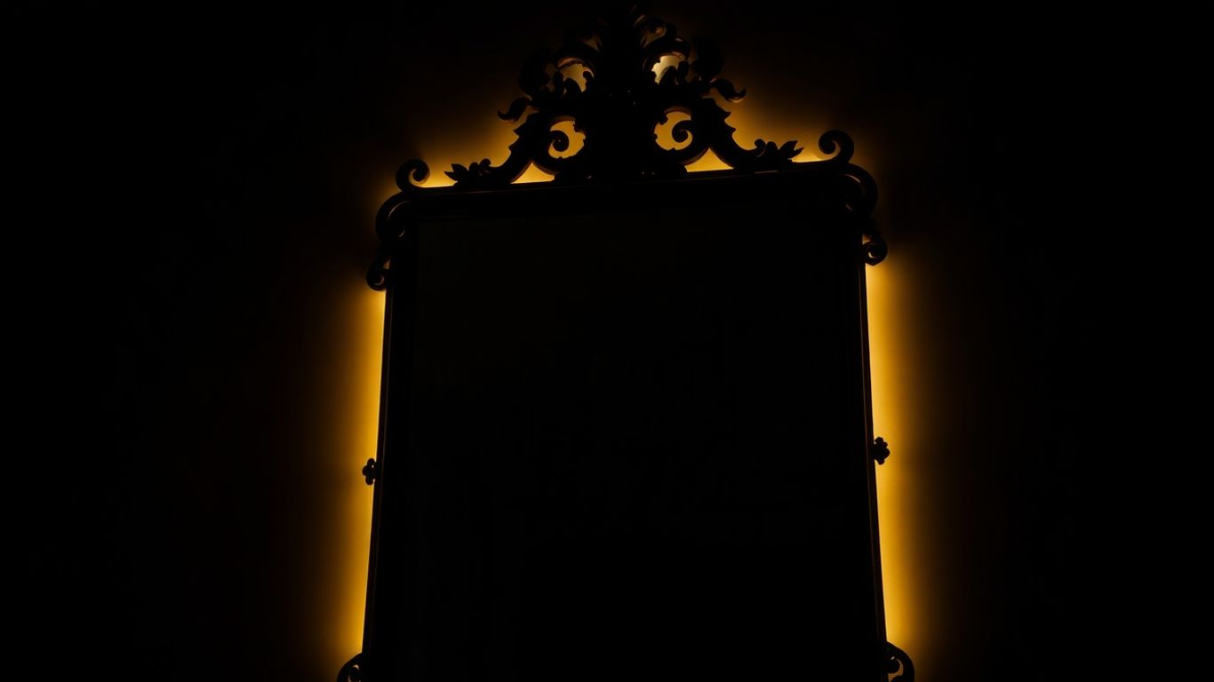 Oglindă decorativă luminoasă, piesă centrală elegantă.