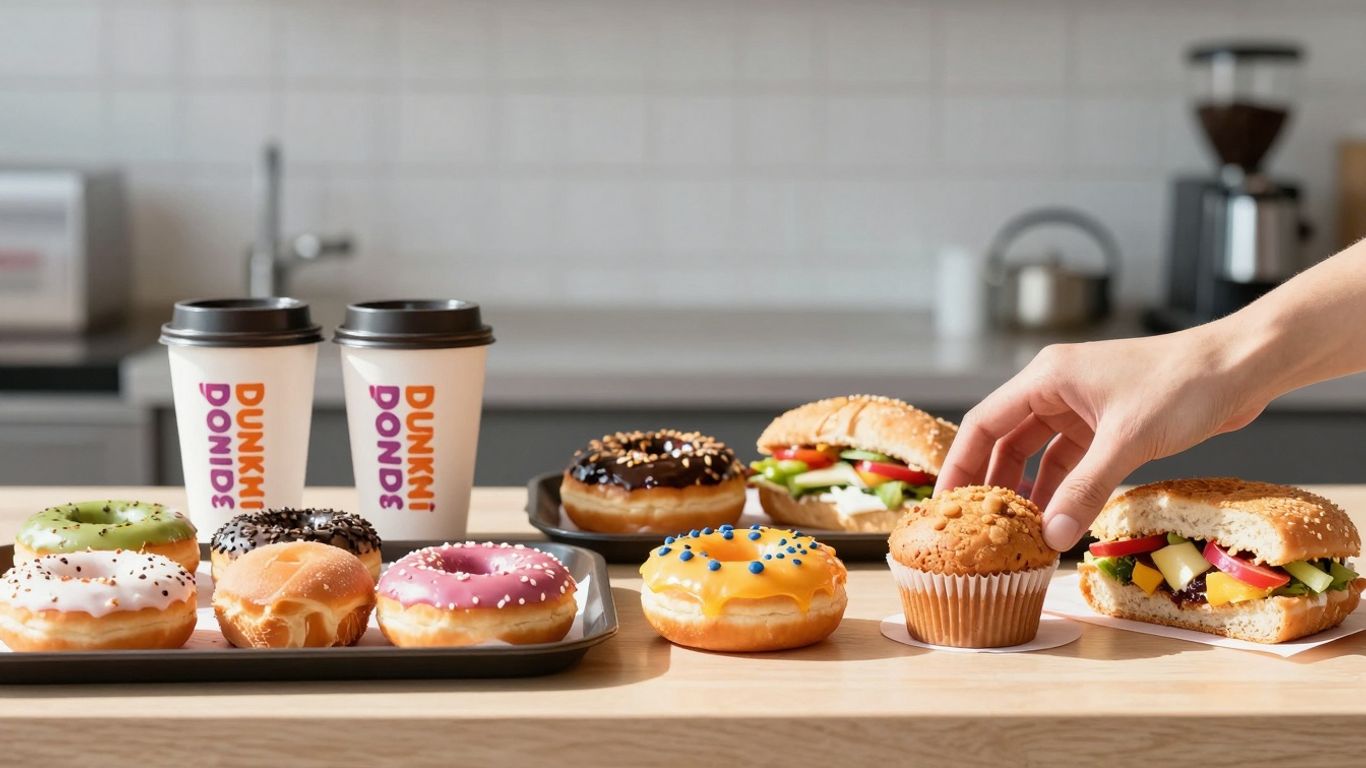 Dunkin' Donuts breakfast spread with healthy options.