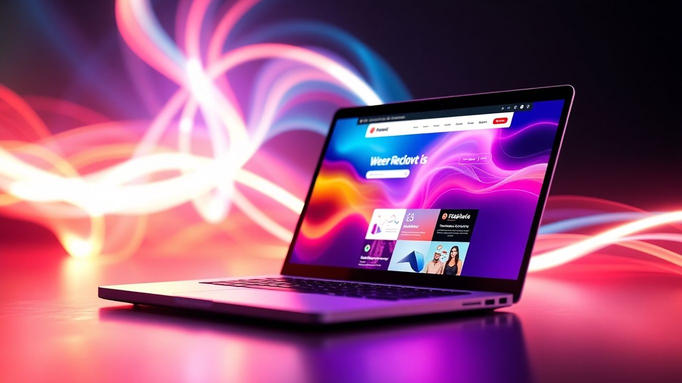 Modern website design on a laptop screen.