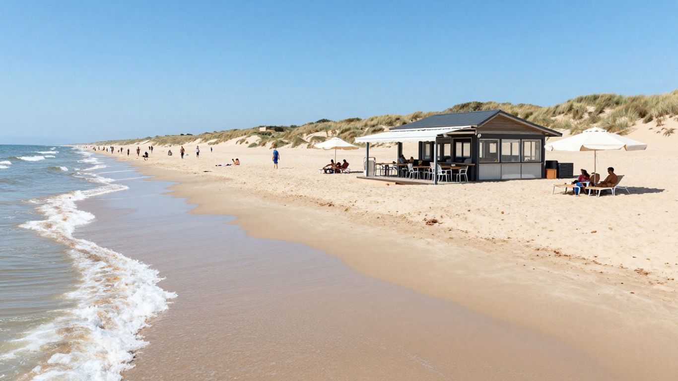 Strandpaviljoen Deining met zee en duinen bij Castricum
