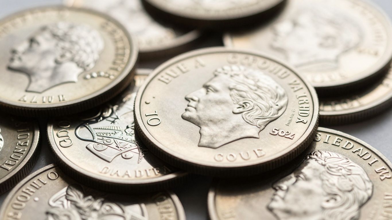 Stack of shiny silver bullion coins