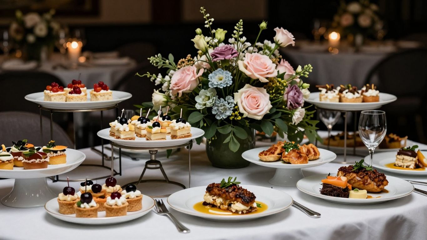 Elegant food spread at a catered event.