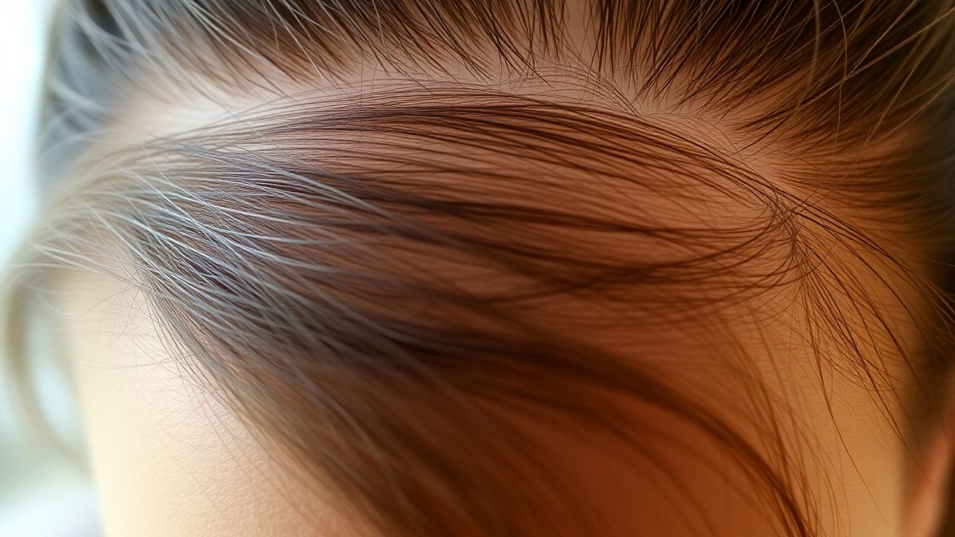 Woman's scalp with visible thinning hair