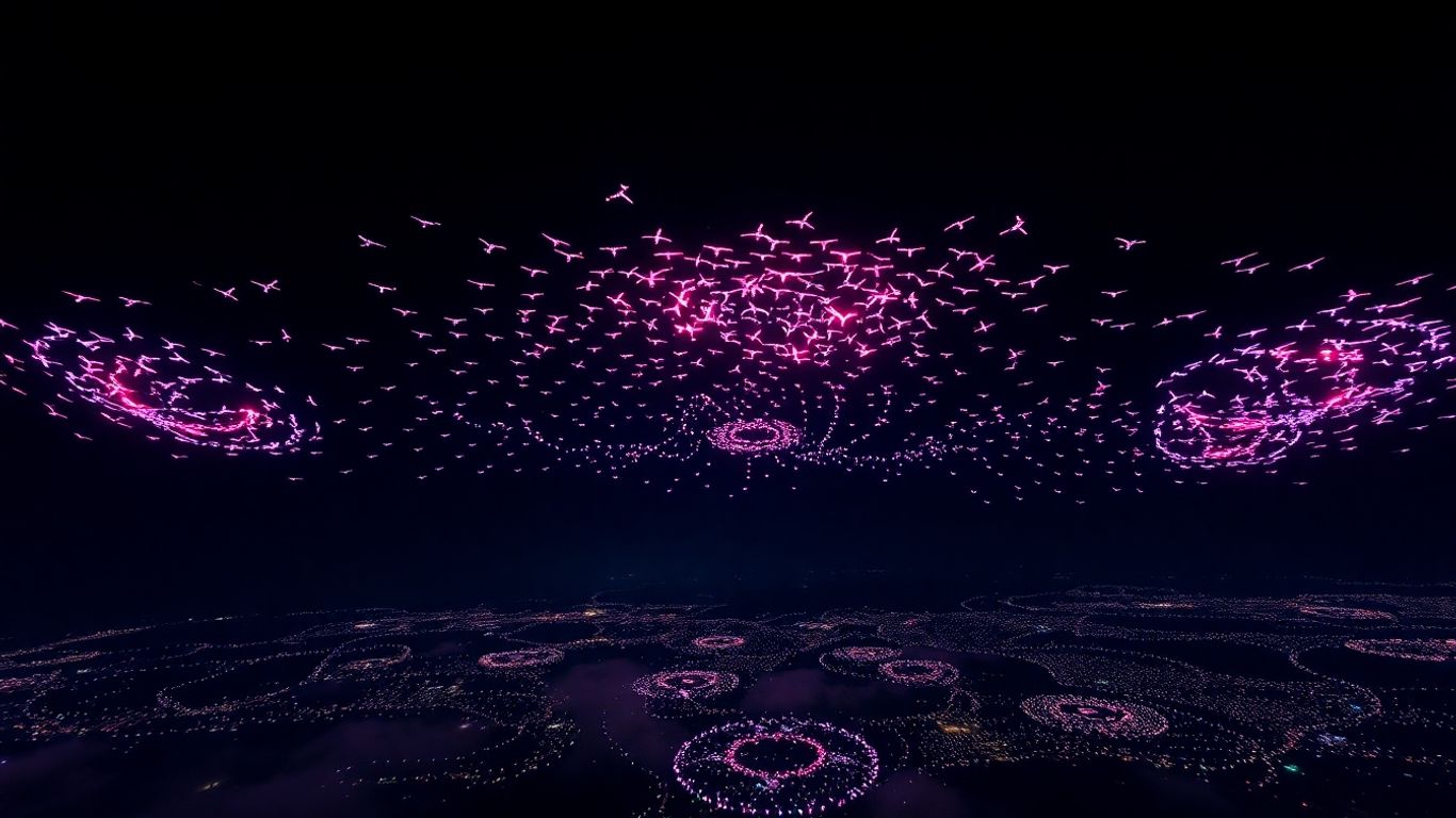 Drone show in Indonesia at night