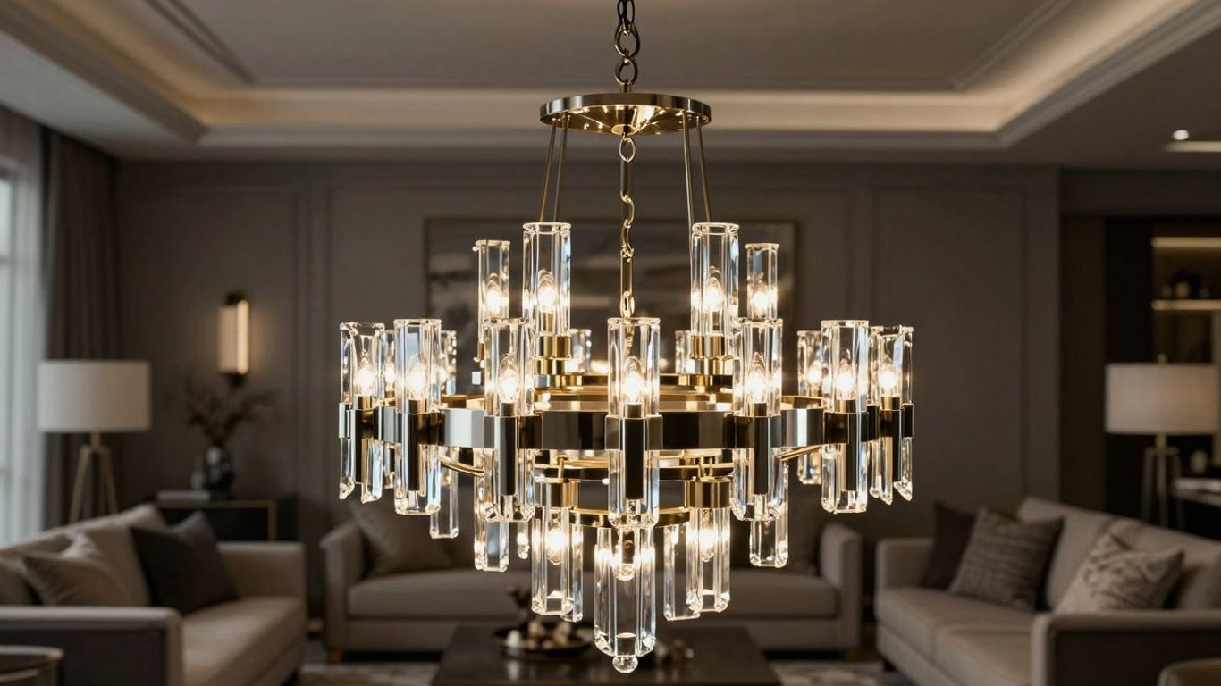 Modern chandelier in a UK home