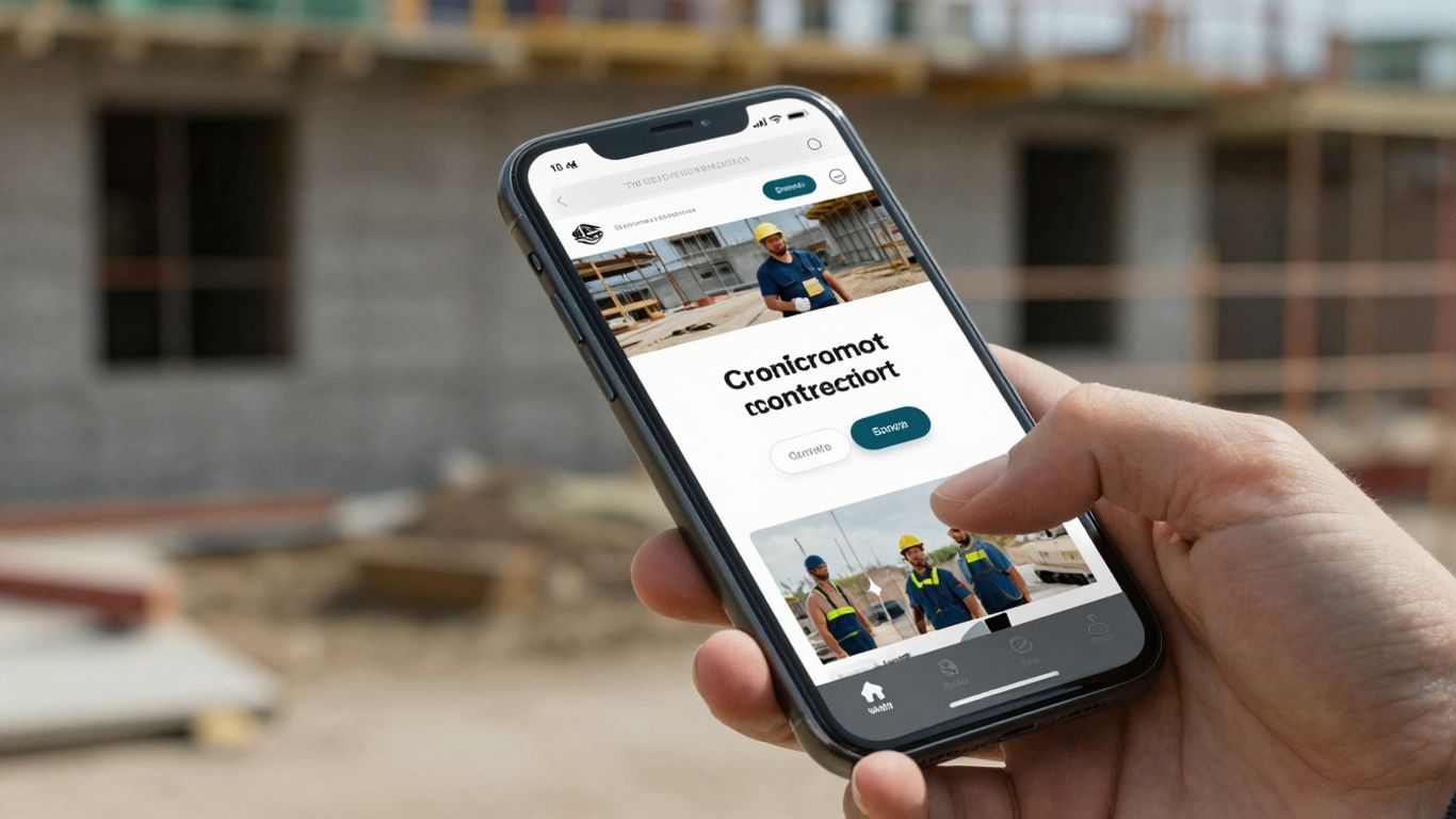 Contractor website on a mobile phone