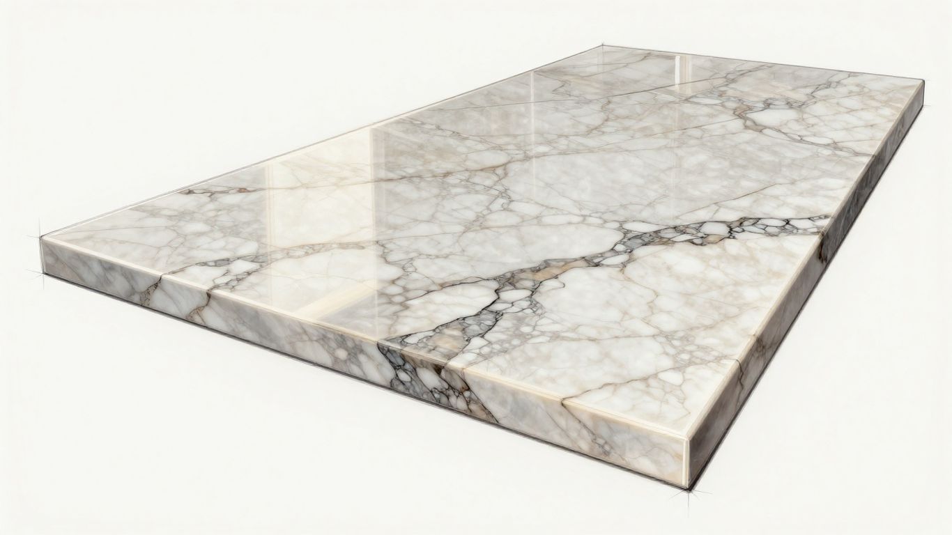 Custom marble countertop sketch with elegant veining.
