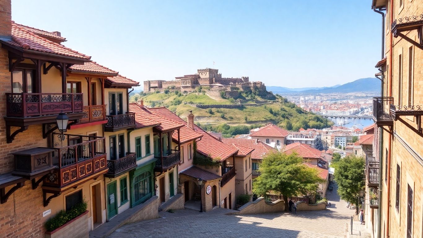 Tbilisi, Gruzja - widok na stare miasto i twierdzę.