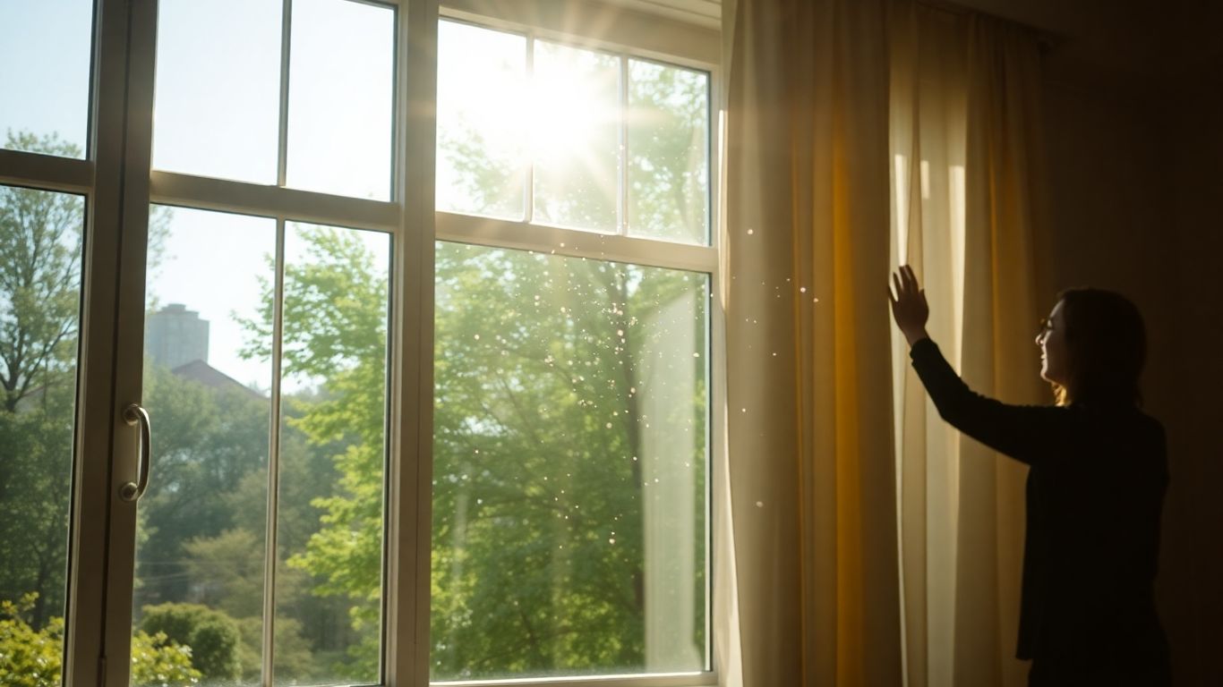 Fenêtre ouverte laissant entrer l'air frais dans une pièce lumineuse.