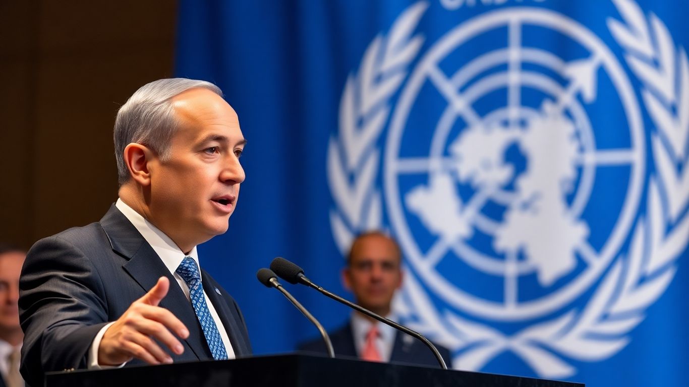 Netanyahu parlant à la tribune de l'ONU.