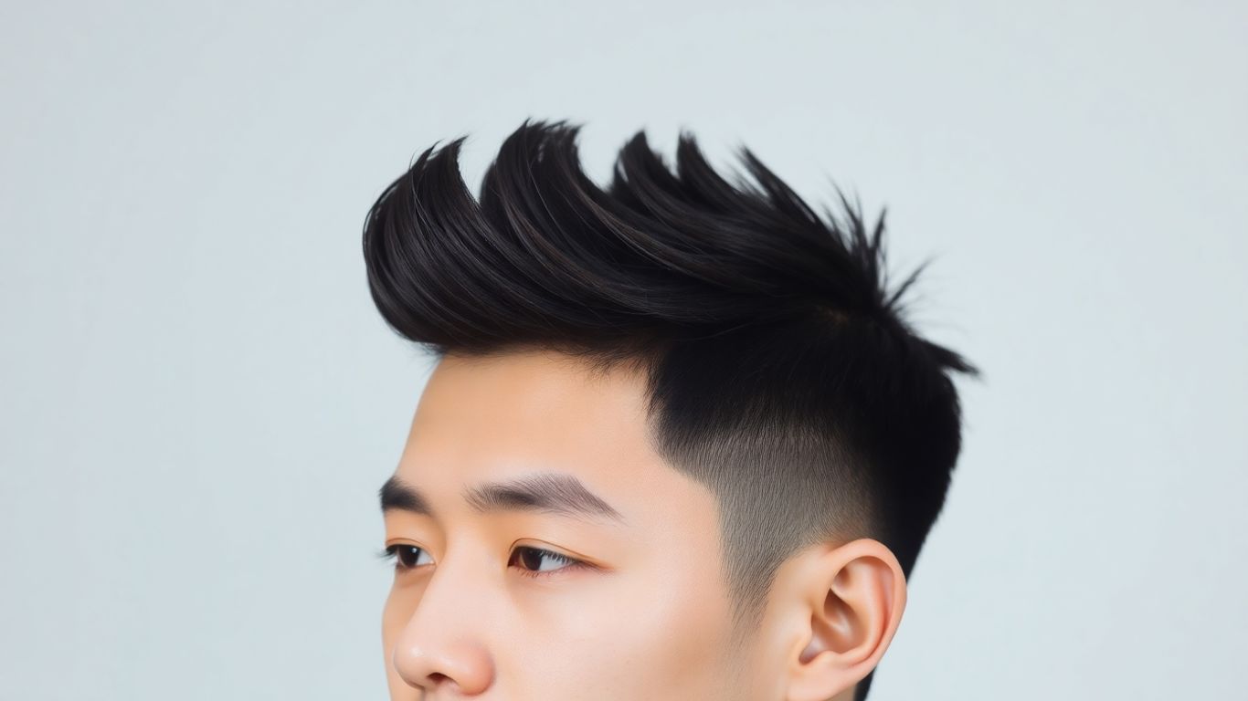 Man with spiky Korean taper-cut hairstyle