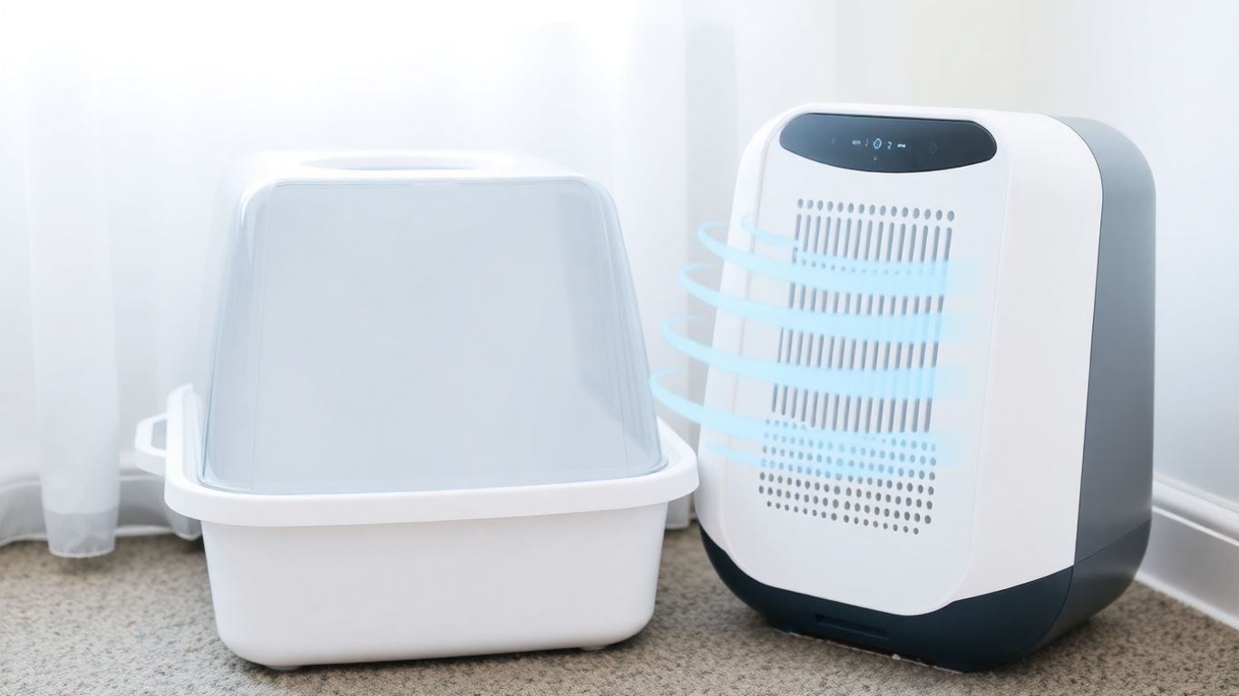 Cat litter box with air purifier for odor control
