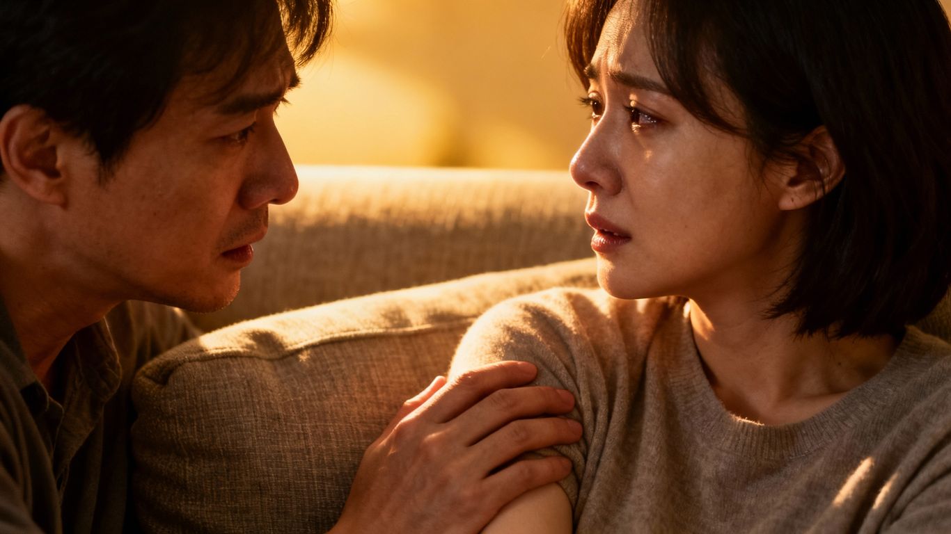 Couple reconciling after a disagreement.