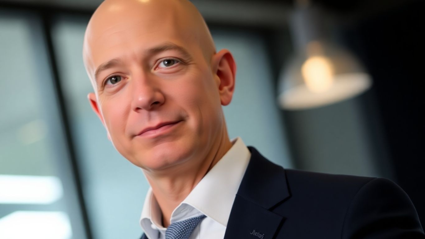 [Jeff Bezos] portrait, business attire, looking at camera.
