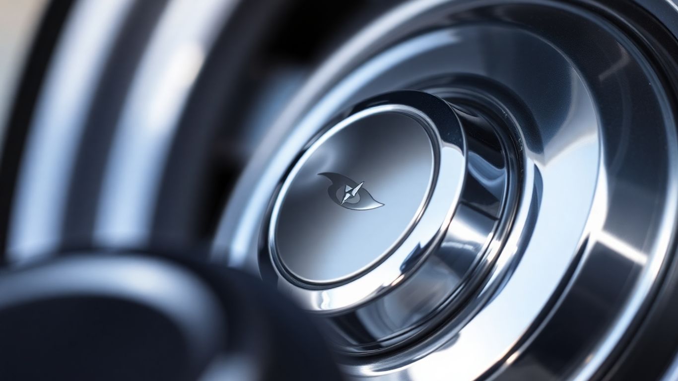 Close-up of a car tire cap.