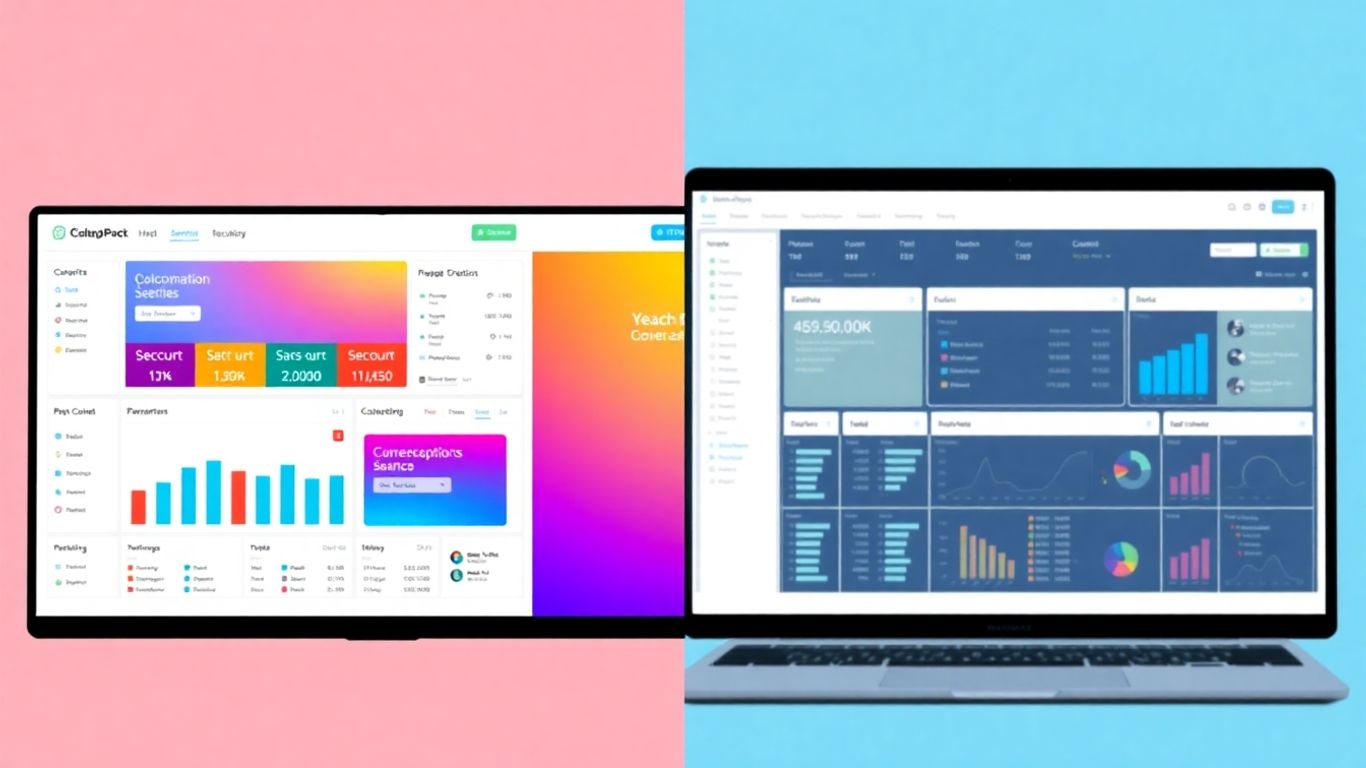 Two software dashboards side-by-side for comparison.