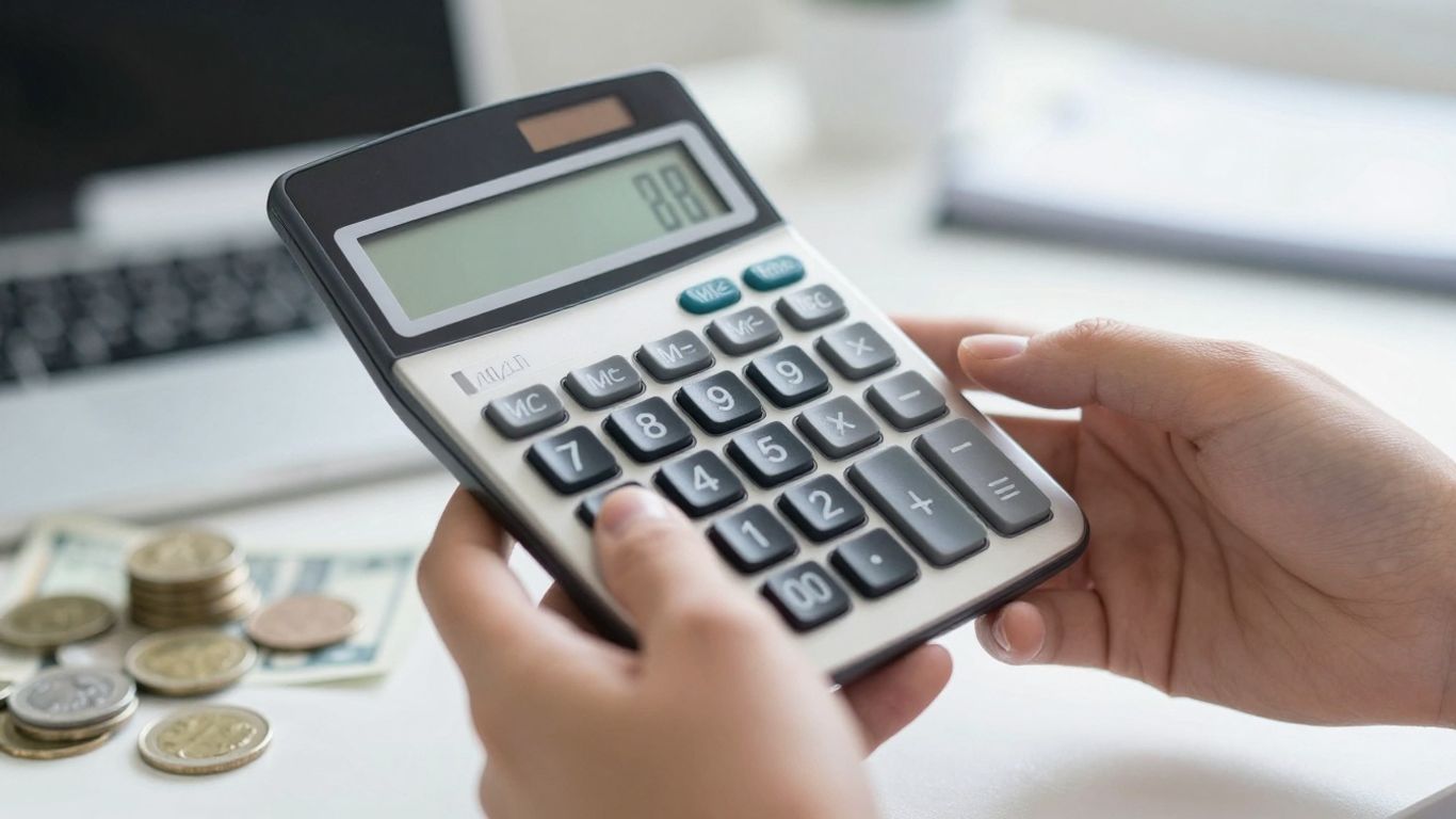 Loan calculation with money and calculator.