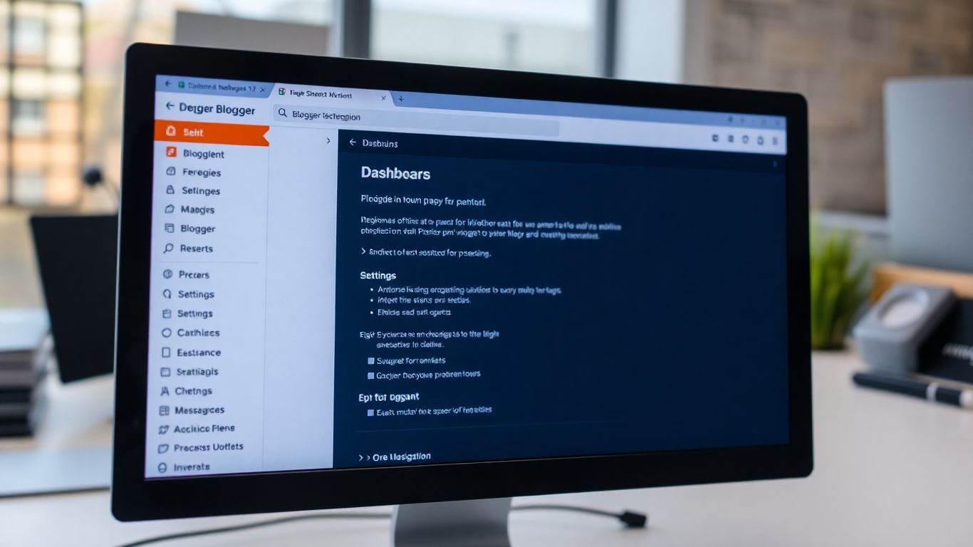 واجهة لوحة تحكم بلوجر مع إعدادات حديثة