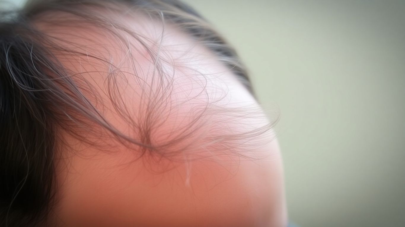 Pessoa com queda de cabelo consultando dermatologista.