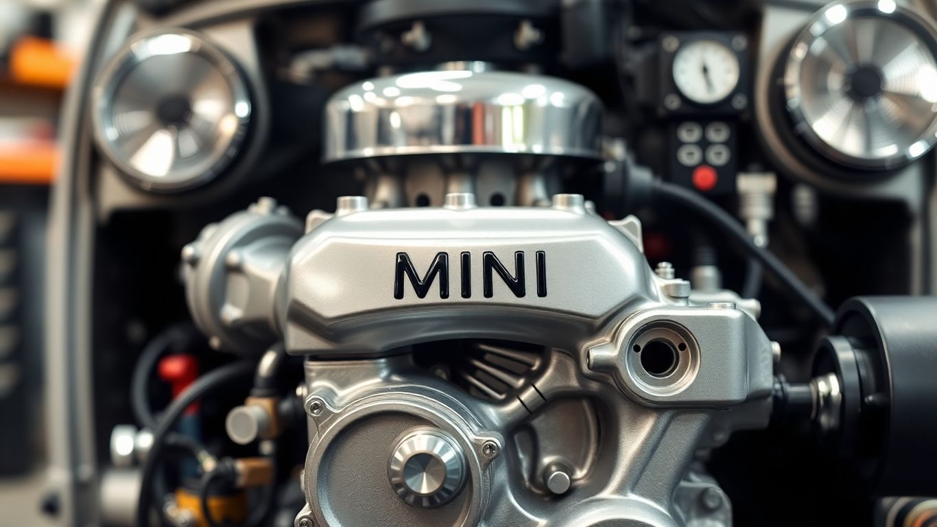 Close-up of a clean Mini engine