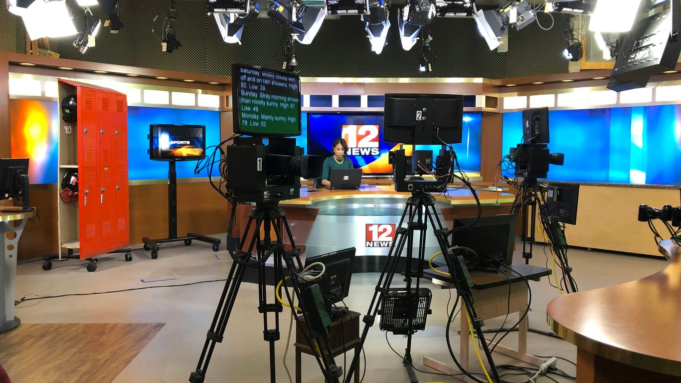 a room with a camera and equipment