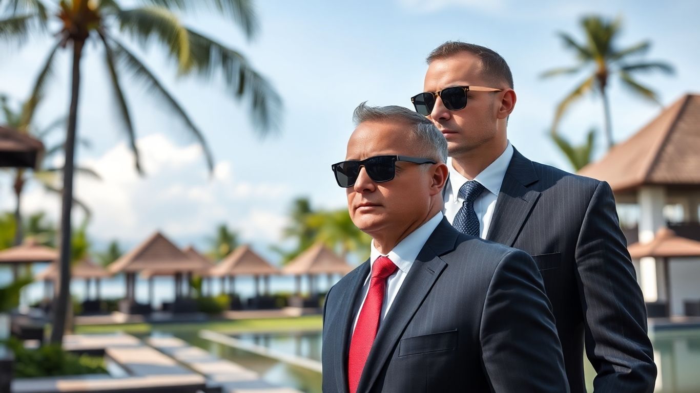 Bodyguard protecting VIP in Bali