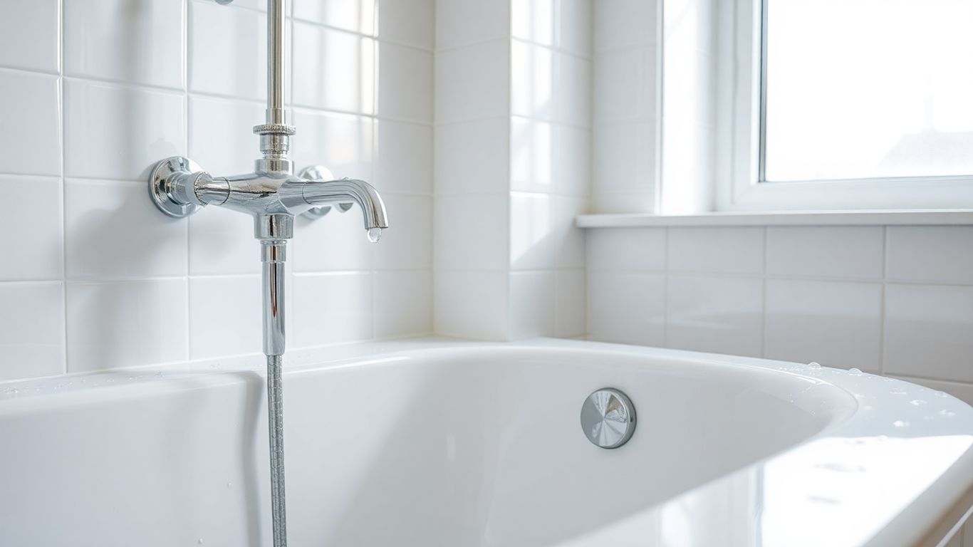Modern clean bathroom with shiny chrome fixtures