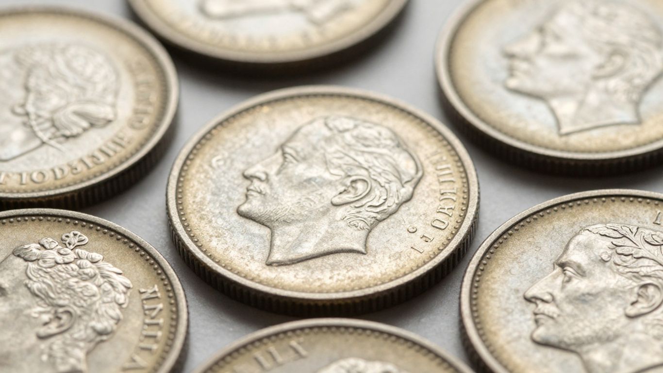 Close-up of coin edges with detailed rims and reeds.