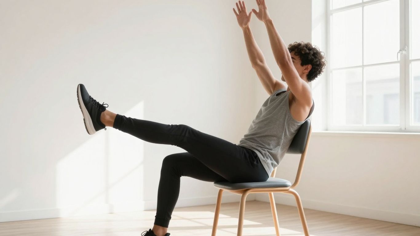 Person doing chair exercises for fitness.