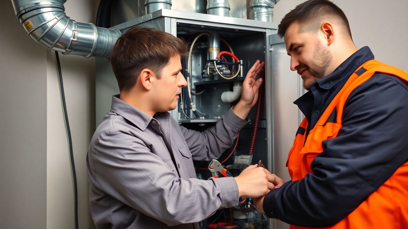 Technician performing furnace tune-up
