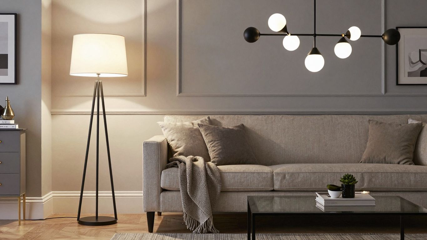 Elegant John Lewis lighting in a modern living room.