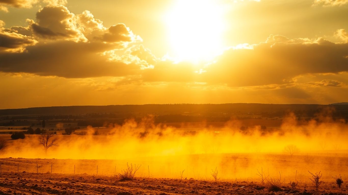 Paysage français ensoleillé sous un ciel ardent.
