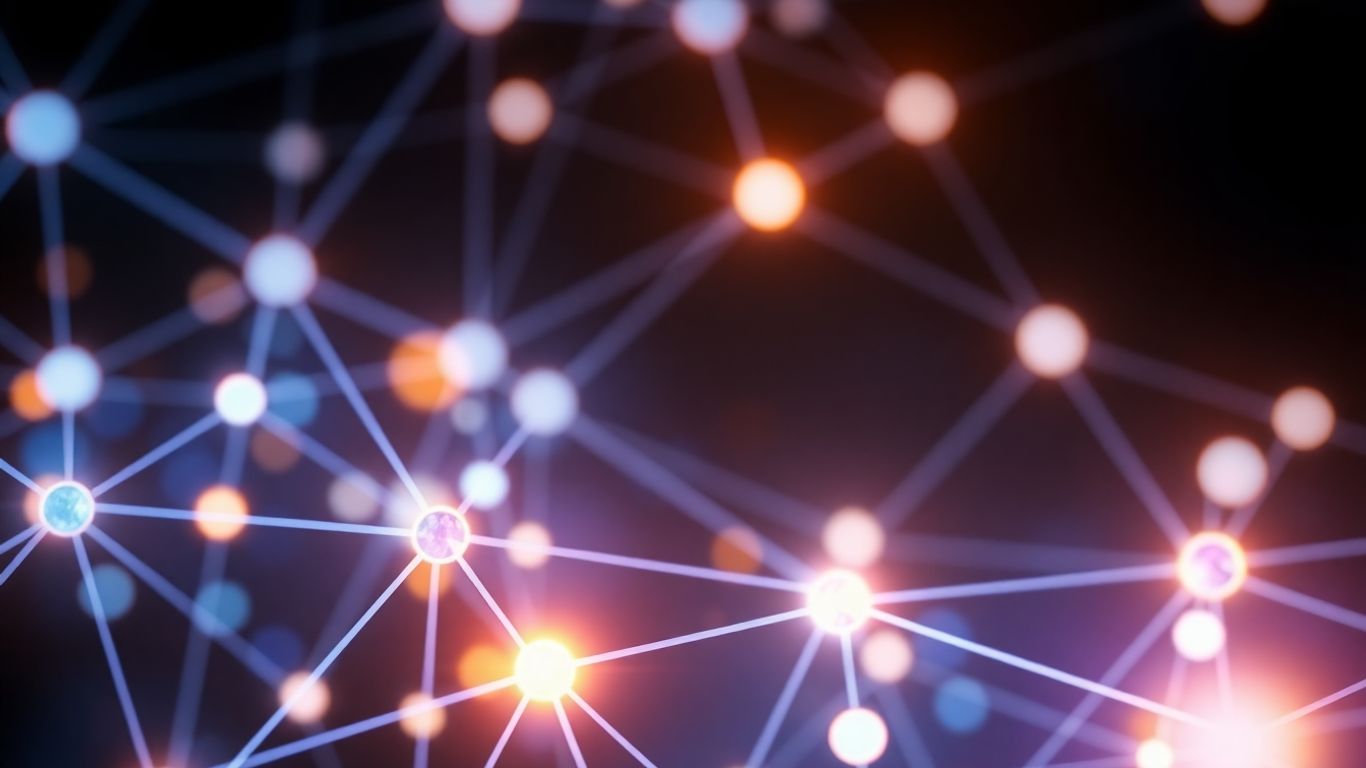 Abstract website structure with glowing nodes and pathways.