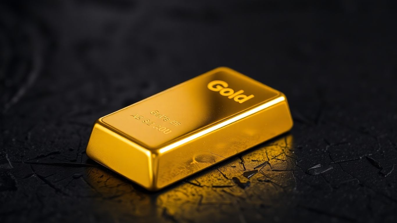 Shiny gold bar on dark background