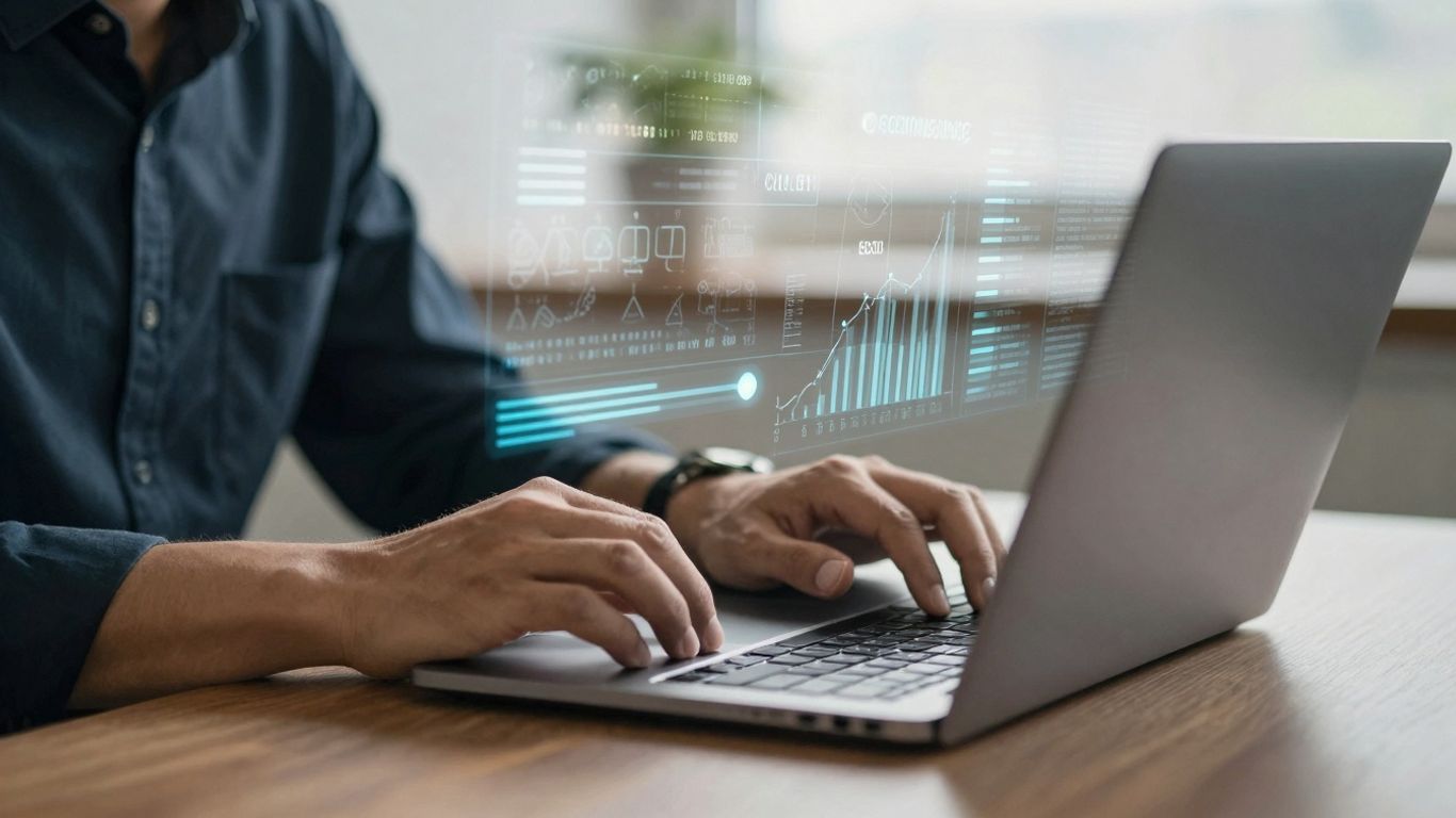 Référenceur travaillant sur un ordinateur portable.