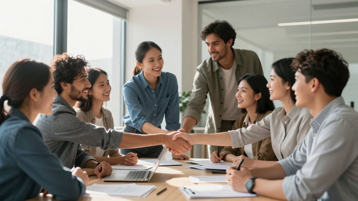 Homebuyers and mortgage broker discussing options.