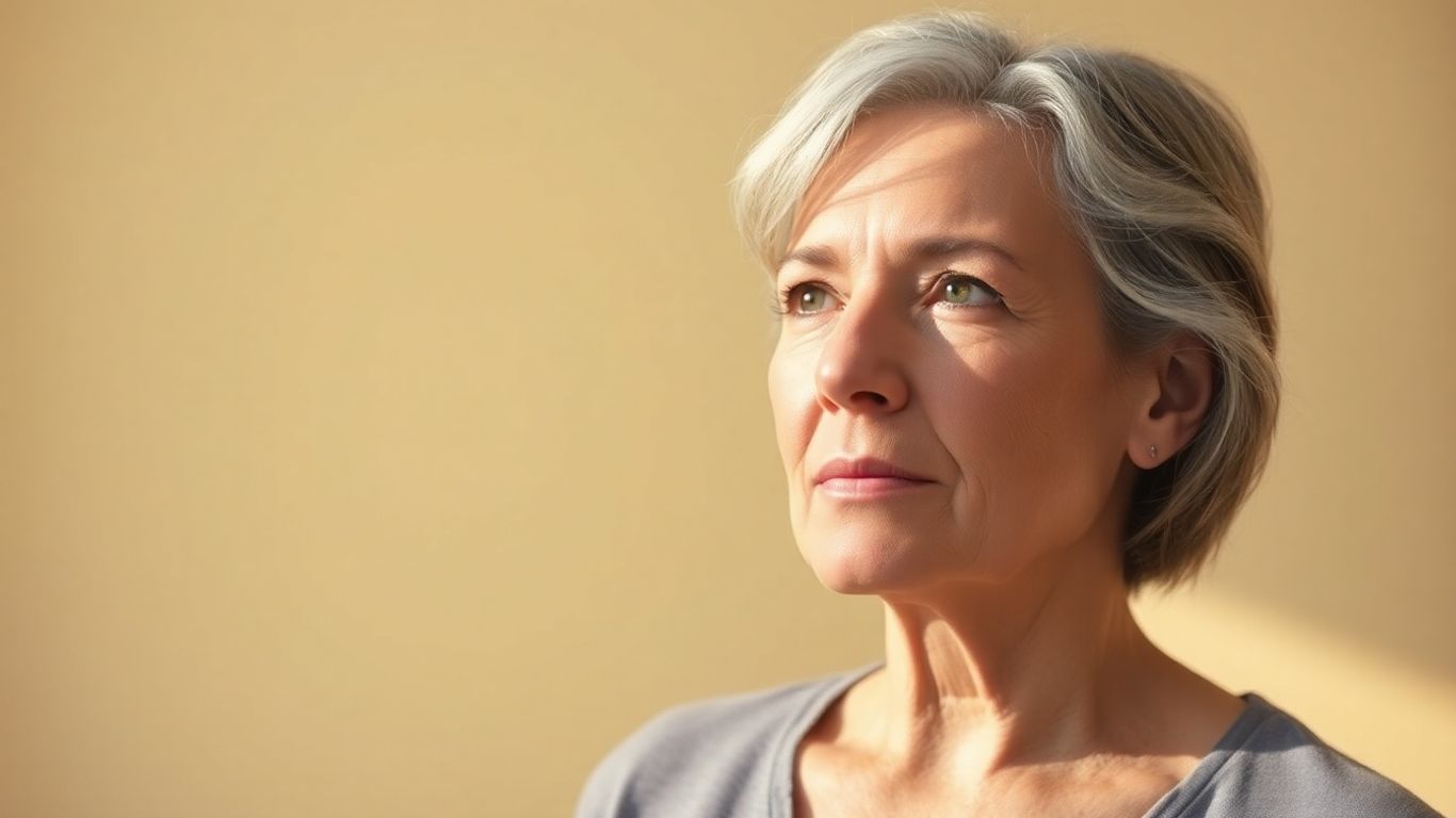 Woman experiencing a peaceful menopause transition.