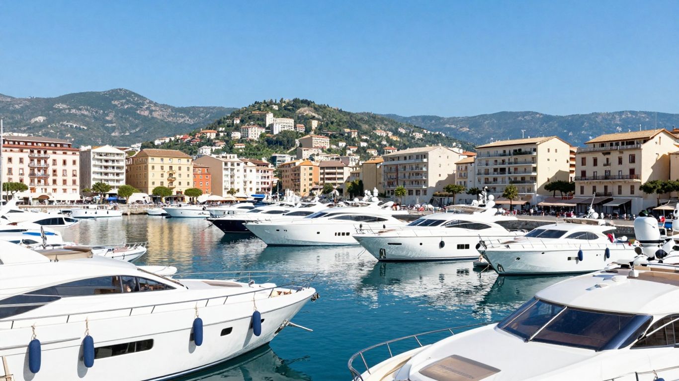 Luxurious yachts moored in Porto Cervo harbour, Sardinia.