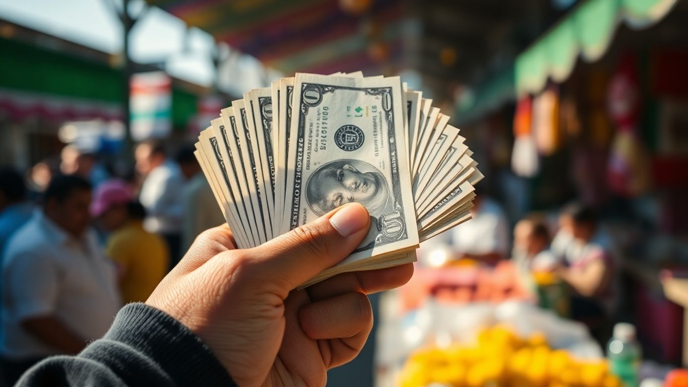 Person holding money, earnings, distribution success