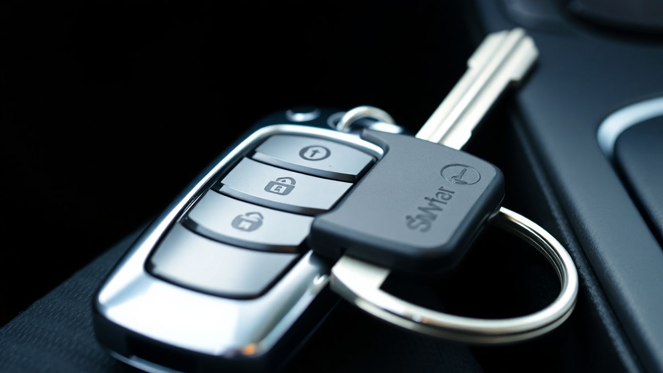 Spare car key next to a main car key.