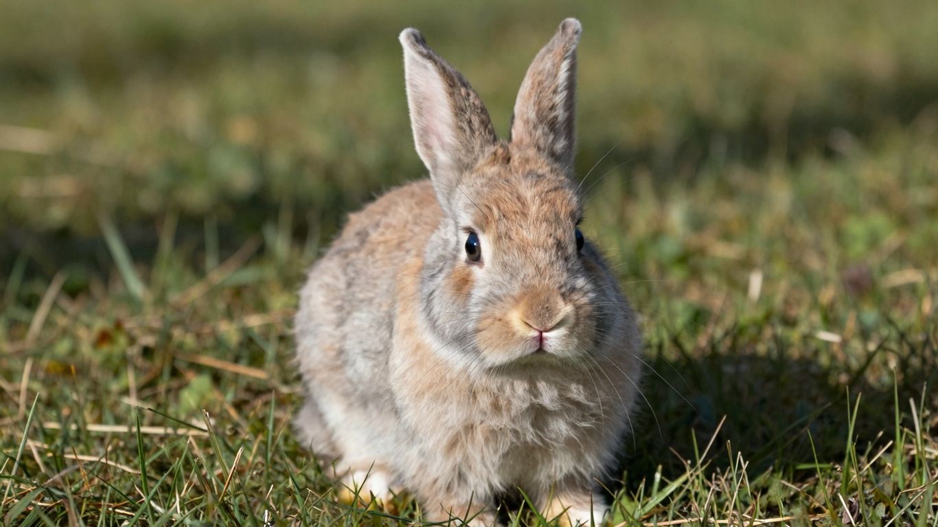 Fluffy baby bunny in grass