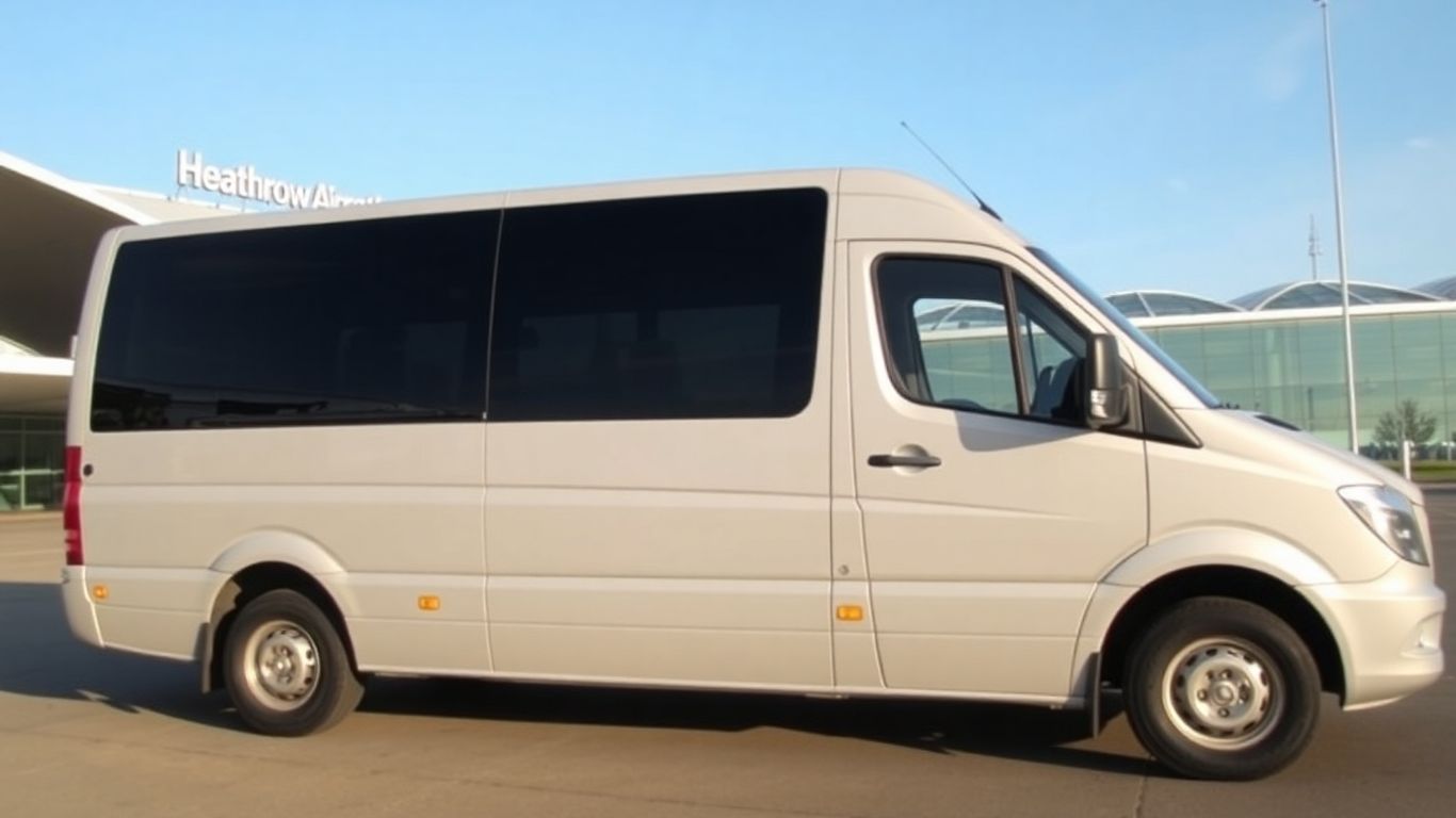 Minibus outside Heathrow Airport terminal