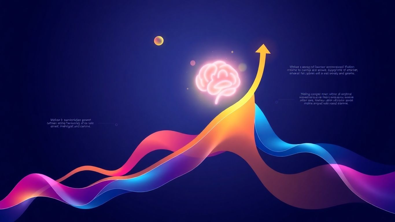 AI marketing growth infographic with glowing brain element.