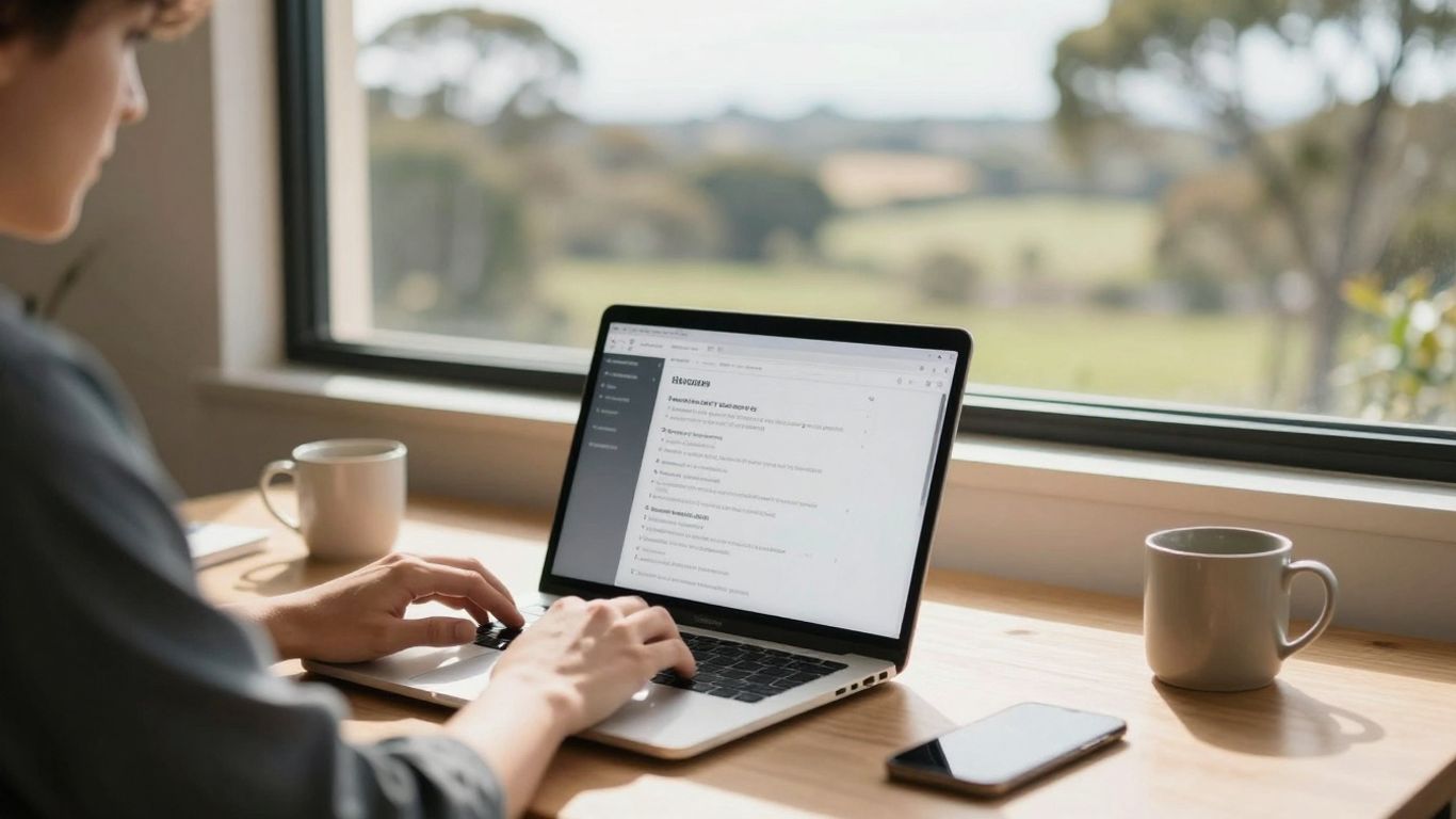 Australian professional working remotely from home.