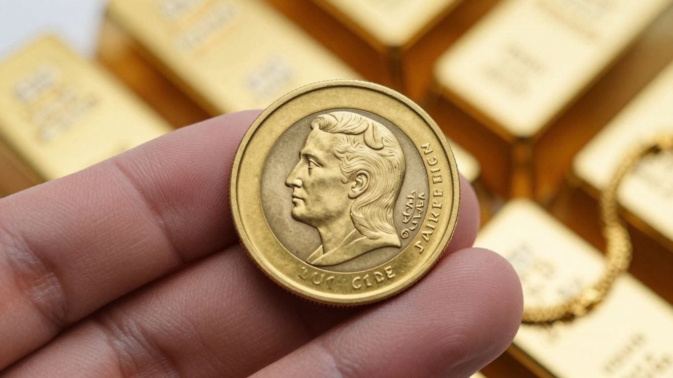 Main d'une personne tenant une pièce d'or.