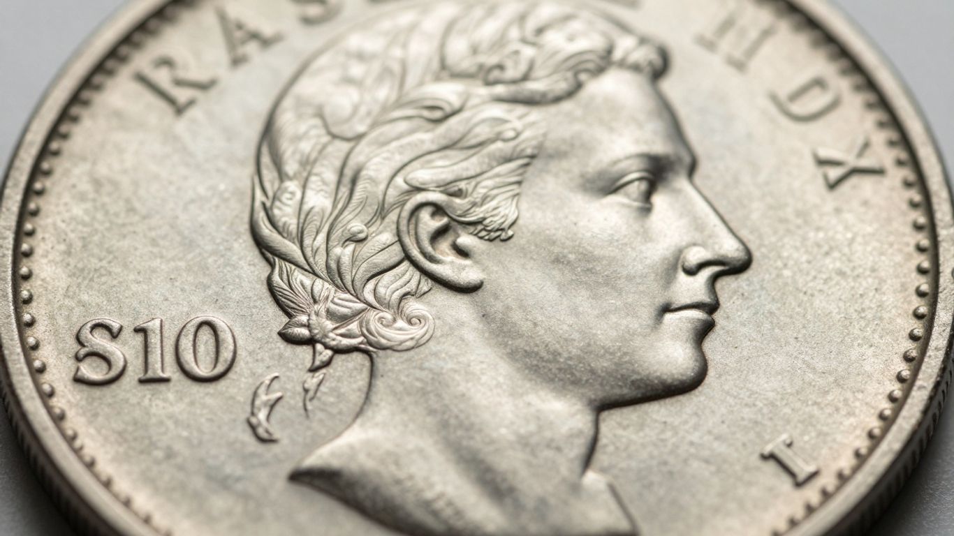 Close-up of a coin showing sharp strike quality.