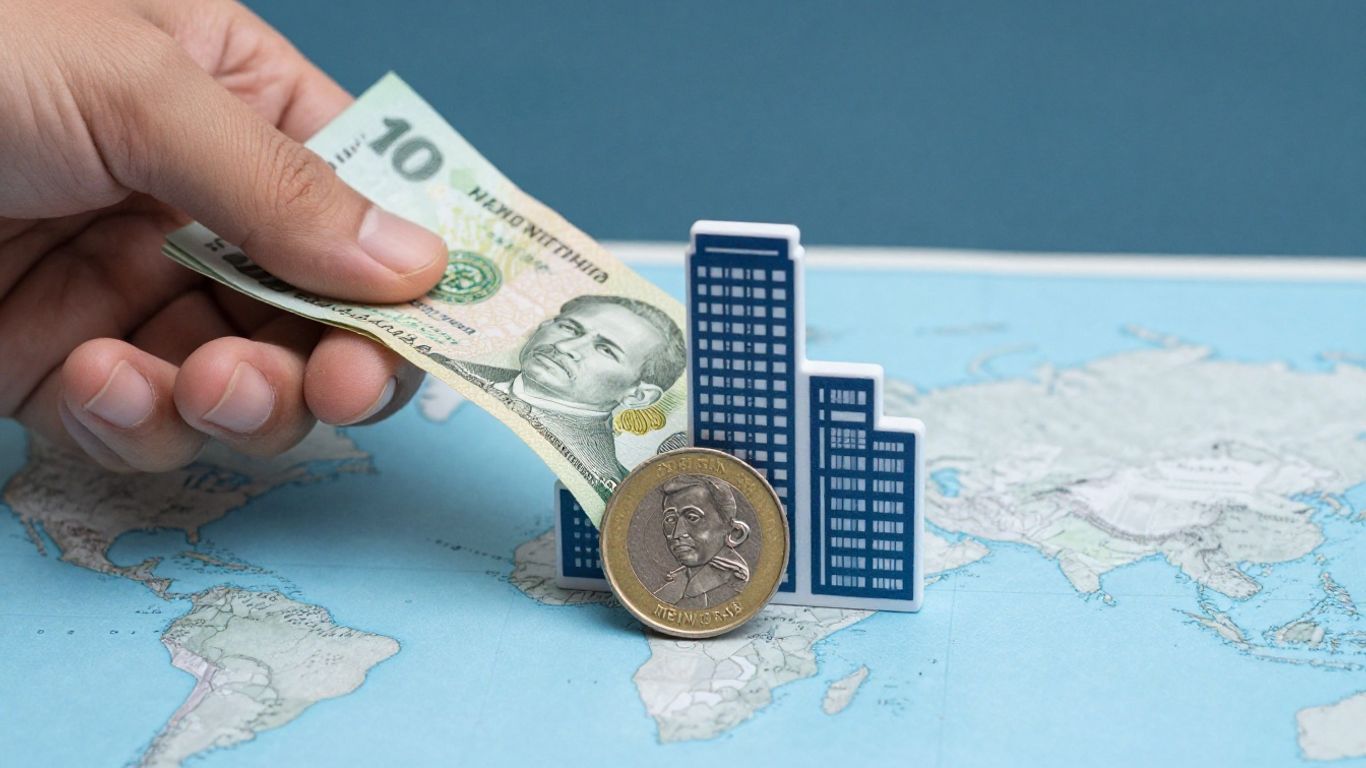 Thai Baht coin and foreign currency exchange.