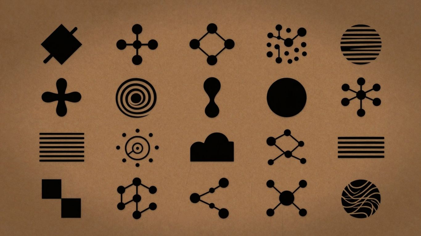 Recopilación de datos abstractos y nodos interconectados.