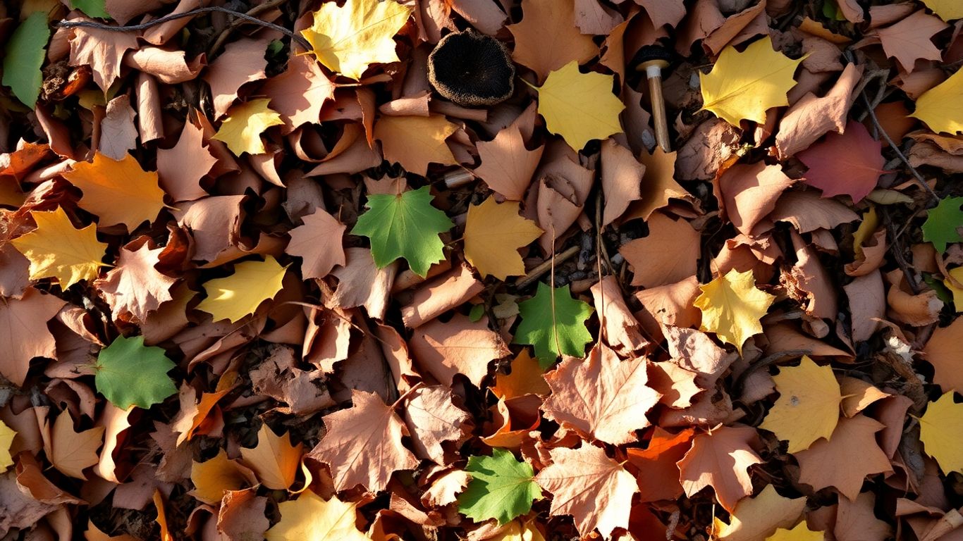 Herbstkompost mit Laub und Gartenabfällen