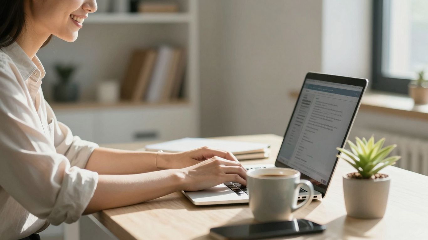 Person working from home on a laptop.